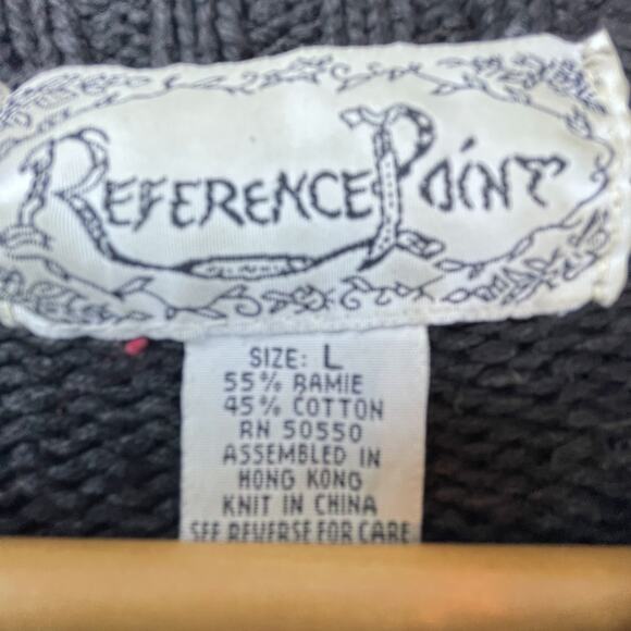 Vintage Reference Point Sweater Womens Large Black Autumnal 80s Granny Cottage - Picture 5 of 6